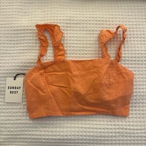 Sunday Best Vibrant Orange Ruffle Crop Top